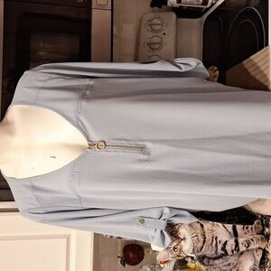U women's Janetchung solid blue 3/4 rolltab sleeve 2X top  nice